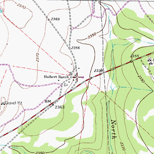 Topographic Map of Halbert Ranch, TX