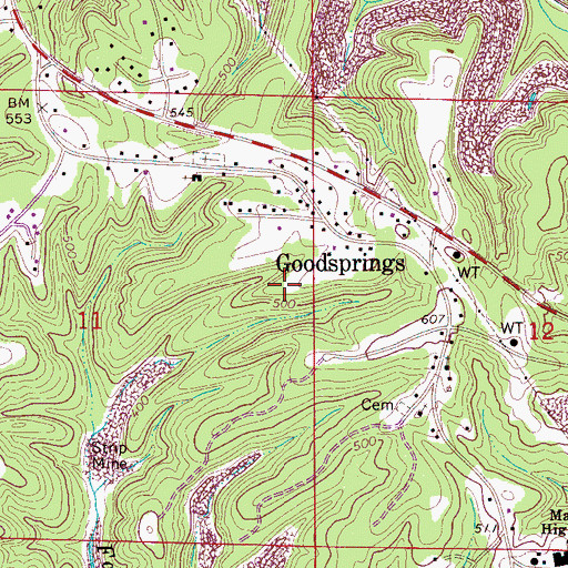 Topographic Map of Klondike Mine, AL