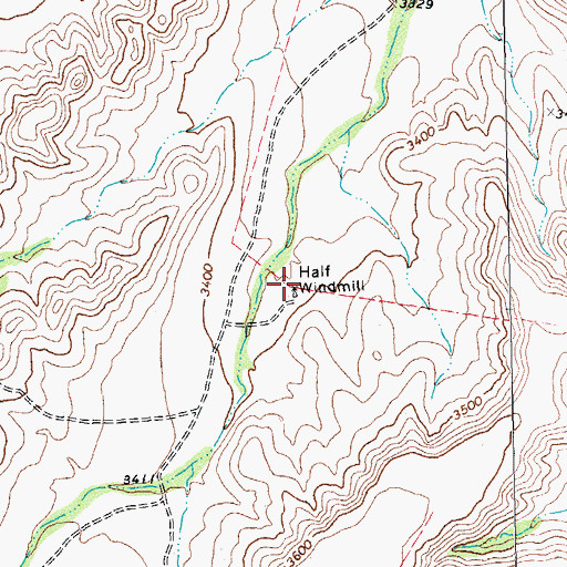Topographic Map of Half Windmill, TX