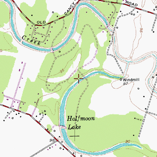 Topographic Map of Halfmoon Lake, TX
