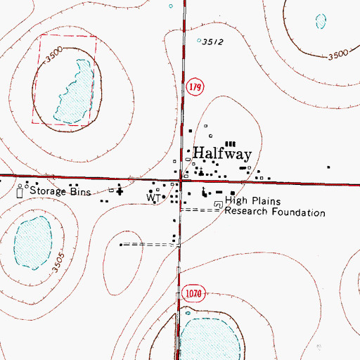 Topographic Map of Halfway, TX
