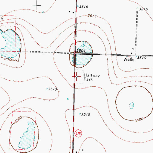 Topographic Map of Halfway Park, TX