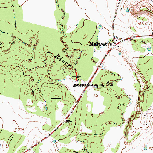 Topographic Map of Hall Creek, TX