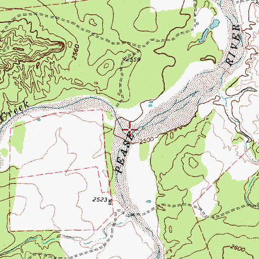 Topographic Map of Hall Creek, TX