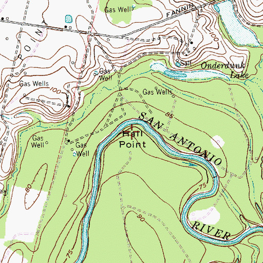 Topographic Map of Hall Point, TX