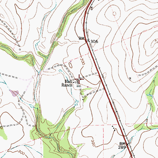 Topographic Map of Hall Ranch, TX