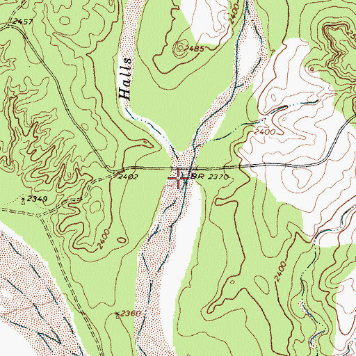 Topographic Map of Halls Creek, TX