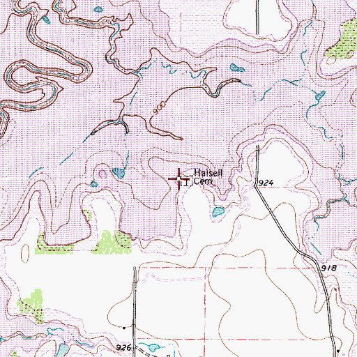 Topographic Map of Halsell Cemetery (historical), TX