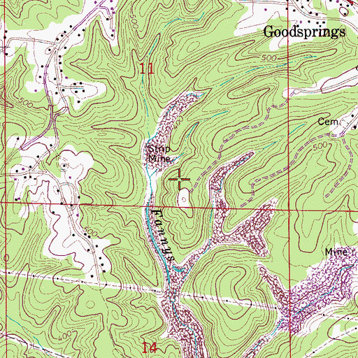 Topographic Map of America Number 4 Mine, AL