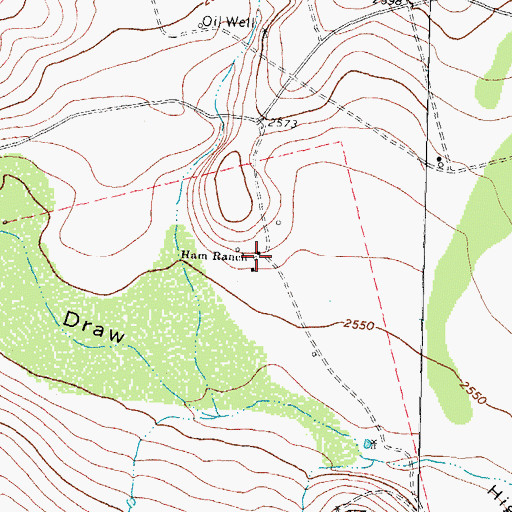Topographic Map of Ham Ranch, TX
