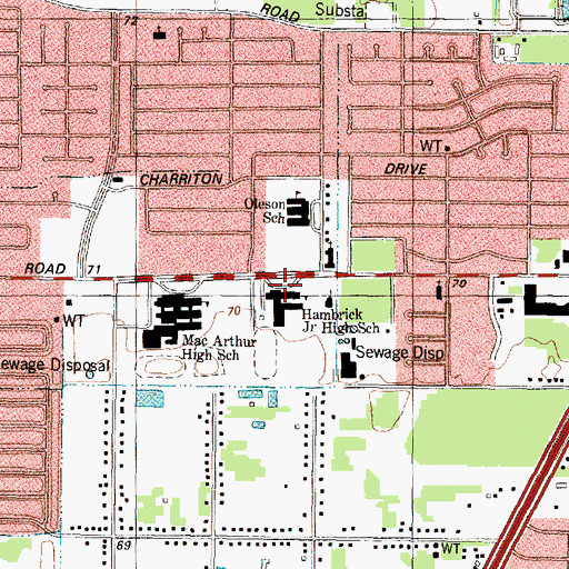 Topographic Map of Hambrick Junior High School, TX