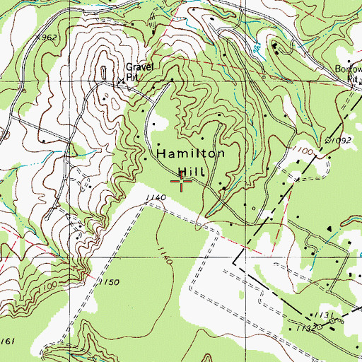 Topographic Map of Hamilton Hill, TX