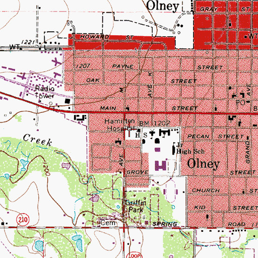 Topographic Map of Hamilton Hospital, TX