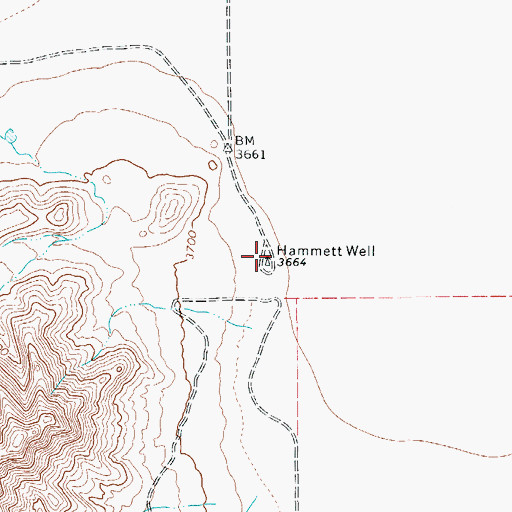 Topographic Map of Hammett Well, TX