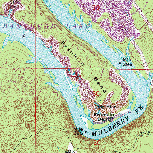 Topographic Map of Franklin Bend Mine, AL