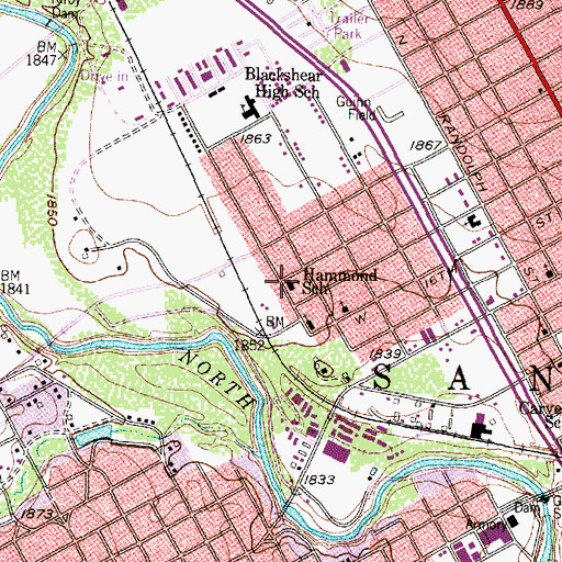Topographic Map of Hammond School, TX