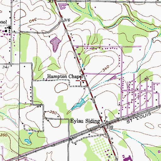 Topographic Map of Hampton Chapel, TX