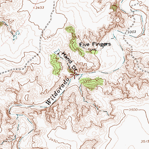 Topographic Map of Hand Draw, TX