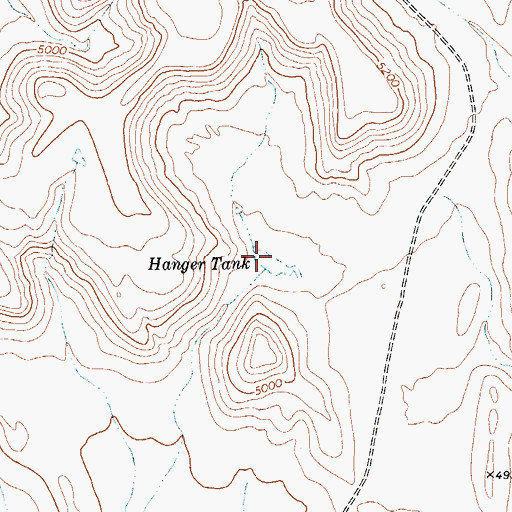 Topographic Map of Hanger Tank, TX