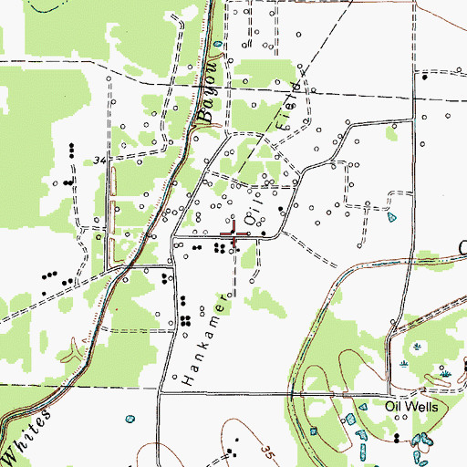 Topographic Map of Hankamer Oil Field, TX