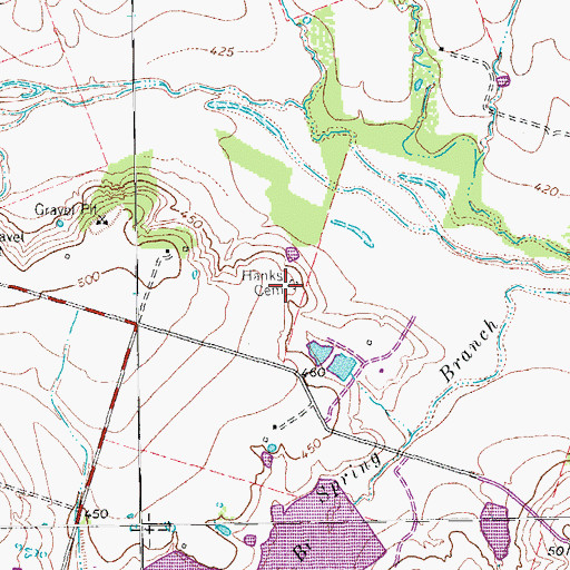 Topographic Map of Hanks Cemetery, TX