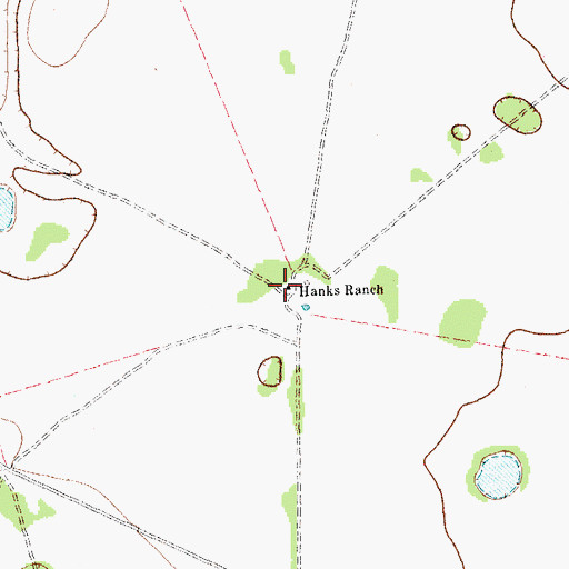 Topographic Map of Hanks Ranch, TX