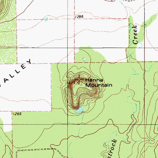 Topographic Map of Hanna Mountain, TX