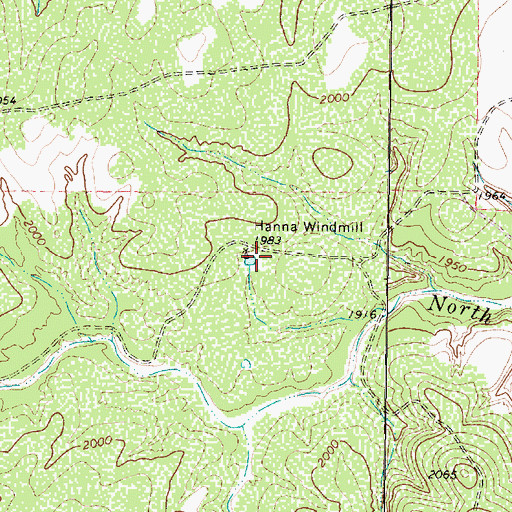 Topographic Map of Hanna Windmill, TX