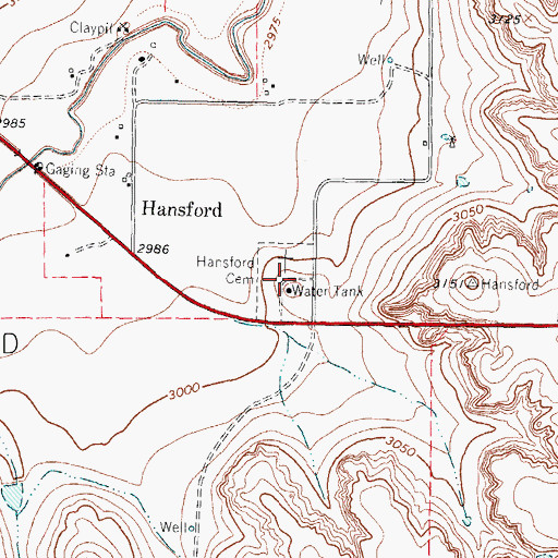 Topographic Map of Hansford Cemetery, TX