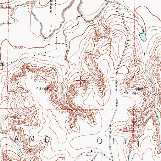Topographic Map of Hansford Gas and Oil Field, TX