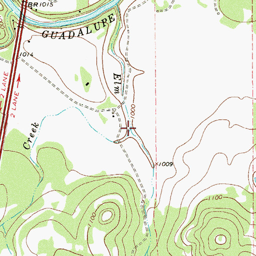 Topographic Map of Hanz Creek, TX