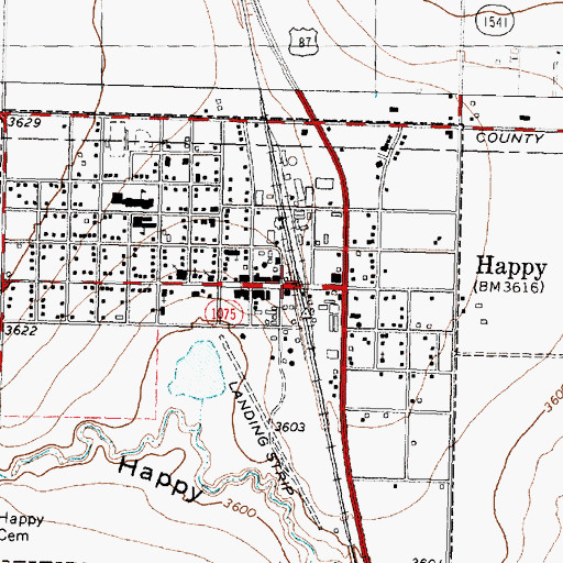 Topographic Map of Happy, TX