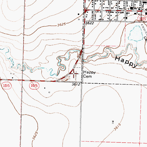 Topographic Map of Happy Cemetery, TX