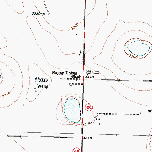 Topographic Map of Happy Union Church, TX