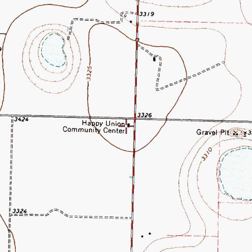 Topographic Map of Happy Union Community Center, TX
