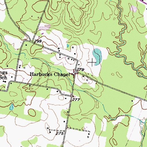 Topographic Map of Harbucks Chapel, TX