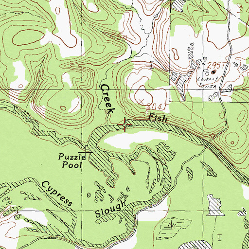 Topographic Map of Hardin Creek, TX