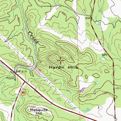 Topographic Map of Hardin Hills, TX