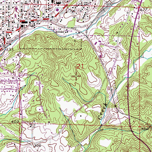 Topographic Map of Bryant Creek Mine, AL