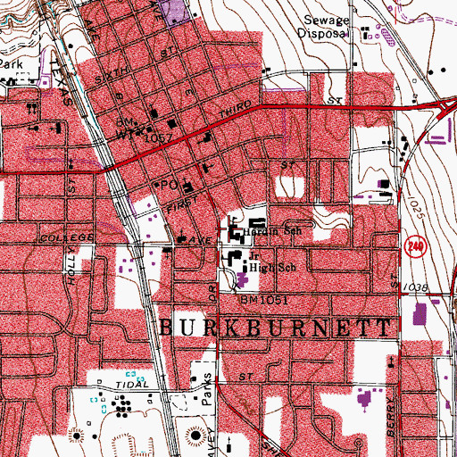 Topographic Map of Hardin School, TX