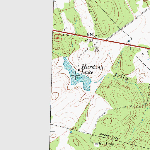 Topographic Map of Harding Lake, TX