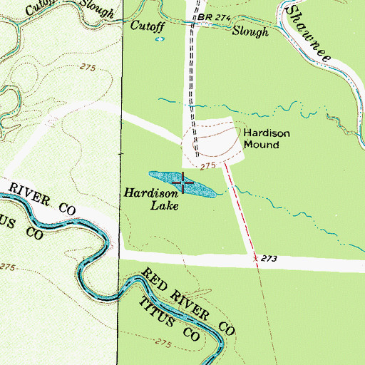 Topographic Map of Hardison Lake, TX