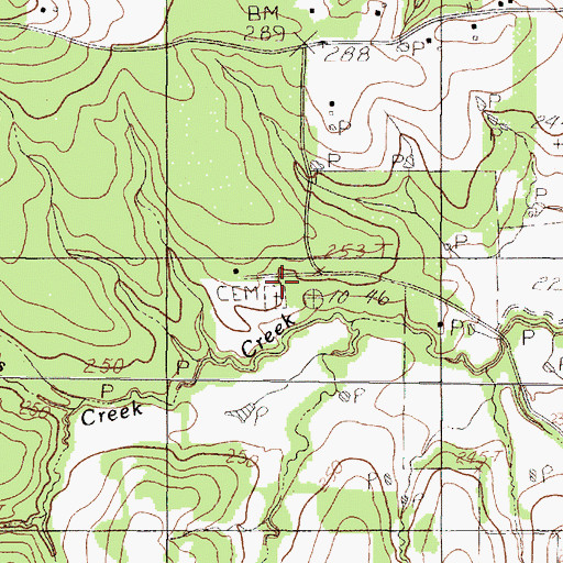 Topographic Map of Hardshell Cemetery, TX