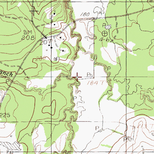 Topographic Map of Hardy Branch, TX