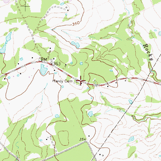 Topographic Map of Hardy Cemetery, TX