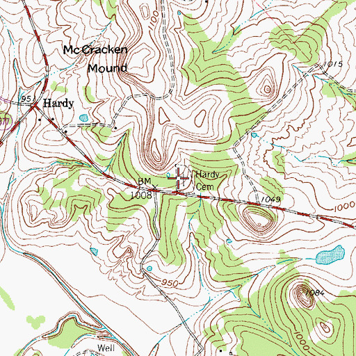 Topographic Map of Hardy Cemetery, TX
