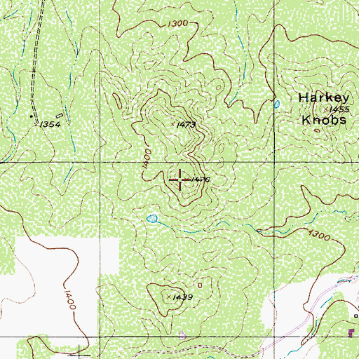 Topographic Map of Harkey Knobs, TX