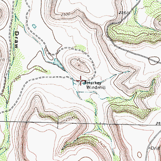 Topographic Map of Harkey Windmill, TX