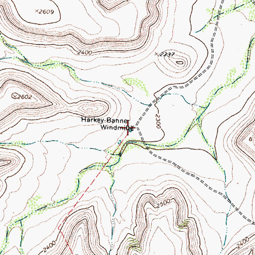 Topographic Map of Harkey-Banner Windmill, TX