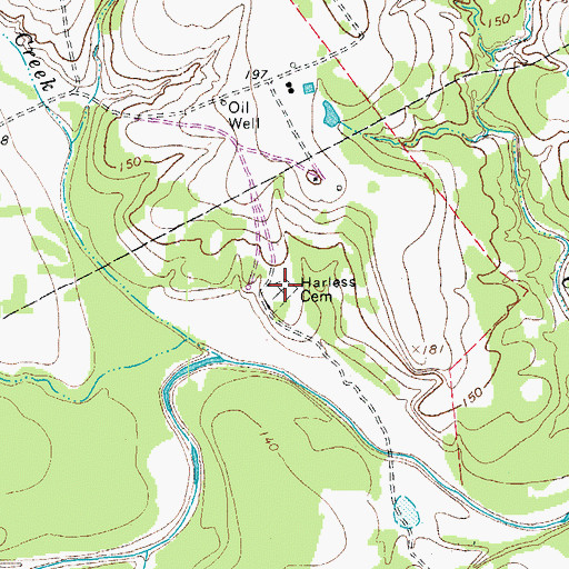 Topographic Map of Harless Cemetery, TX